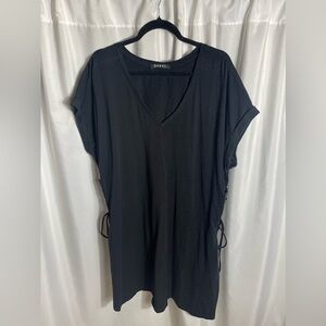 Rebel Women’s Plus Size Dress Size 2XL Black V-Neck Mini Tie Sides Short Sleeve